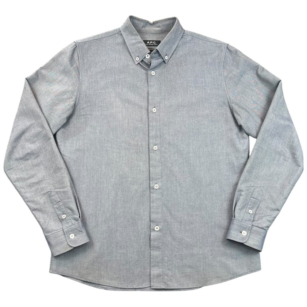 A.P.C. Rue Madame Paris Men’s Gray Oxford Button Down Shirt Medium Cotton